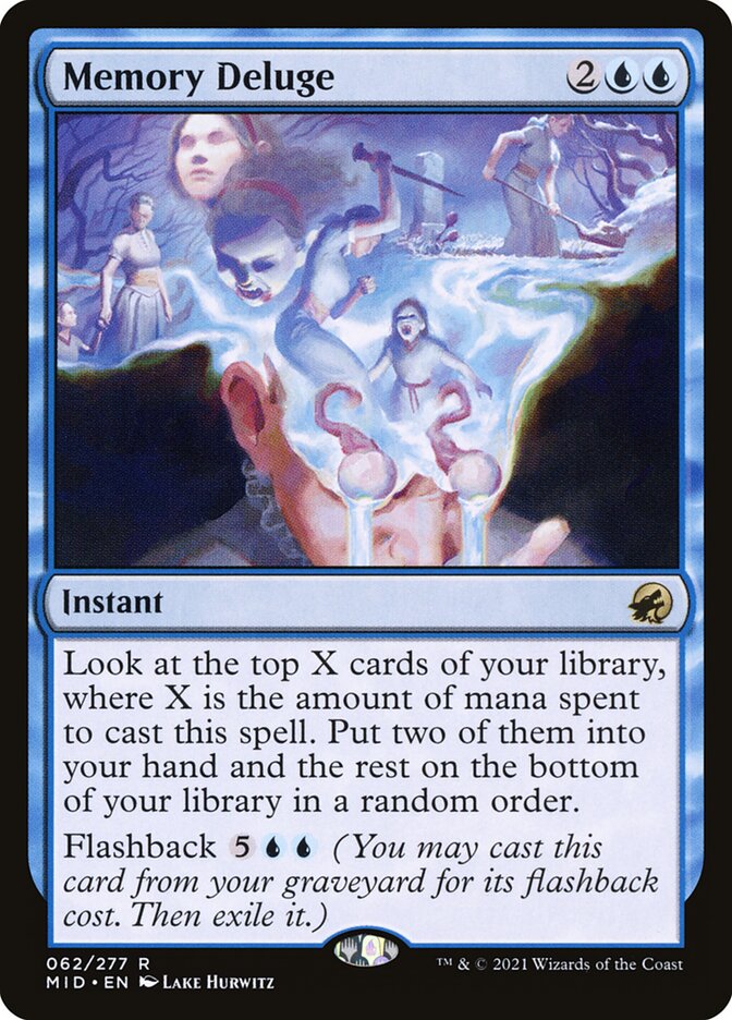 Magic-kaart Memory Deluge MID-62 uit Innistrad: Midnight Hunt (Rare) Immagine principale del prodotto