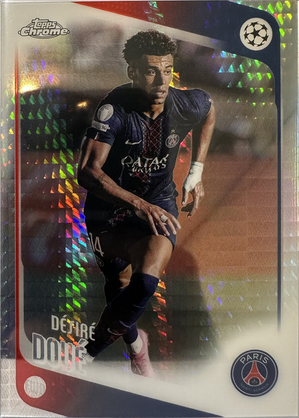 Désiré Doué - 2025-26 Topps Chrome UEFA Club Competitions (Prism Refractor) [198] - voorkant