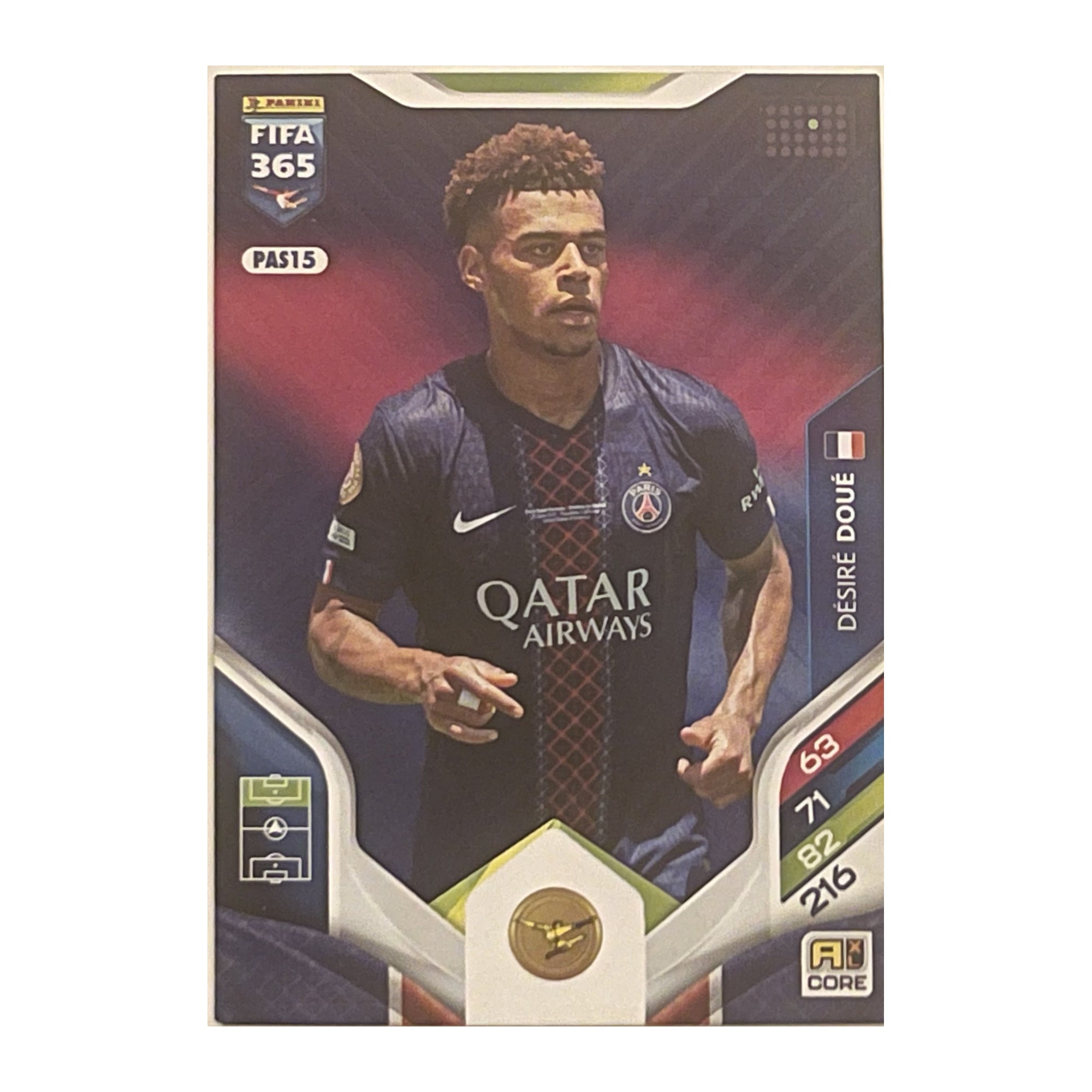 Désiré Doué - Panini Adrenalyn XL FIFA 365 2026 (Core) [PAS15] - originele kaartvoorkant