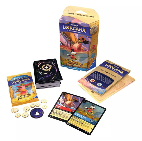Disney Lorcana Into the Inklands Starter Deck Moana & Scrooge McDuck - inhoud: deck, boosterpakje, tokens en speluitleg