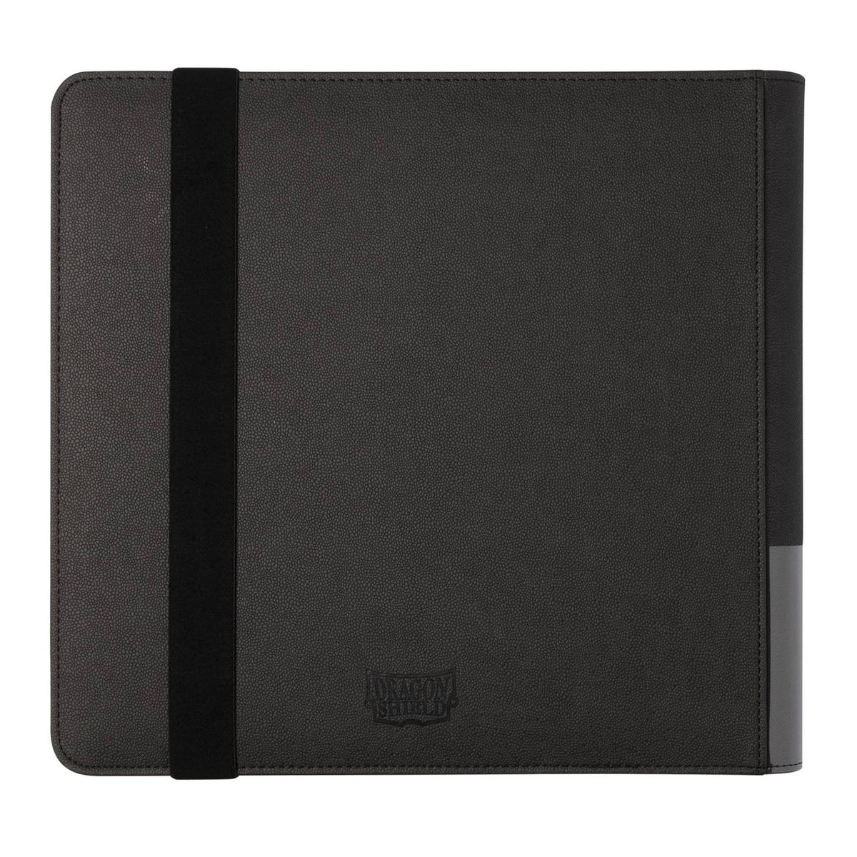 Achterkant van de Dragon Shield Card Codex Portfolio 576 in Iron Grey met elastieken sluitband en Dragon Shield-logo