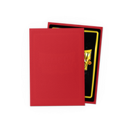 Dragon Shield Matte Crimson – Japanese size sleeve with matte back and an example card; card not included