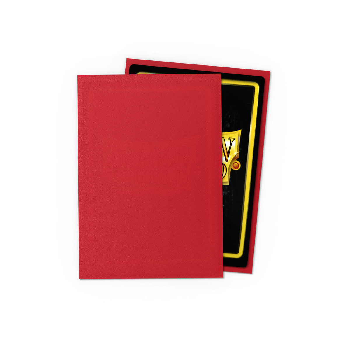 Dragon Shield Matte Crimson – Japanese size sleeve with matte back and an example card; card not included