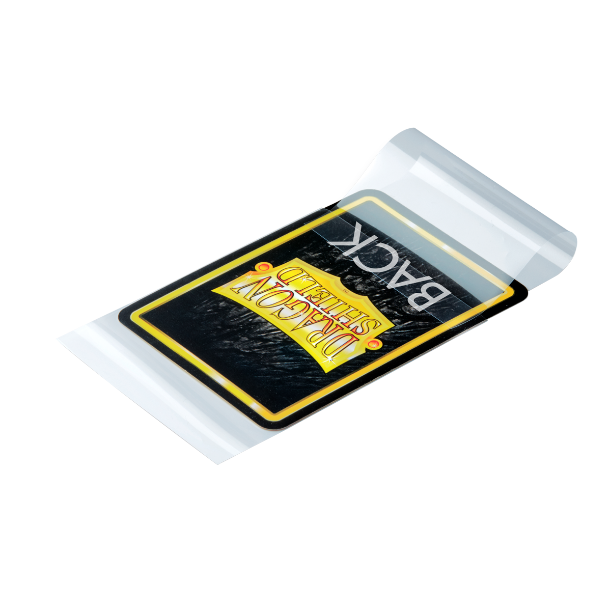 Dragon Shield Perfect Fit Sealable Clear – funda interior con carta de ejemplo y solapa abierta; carta no incluida