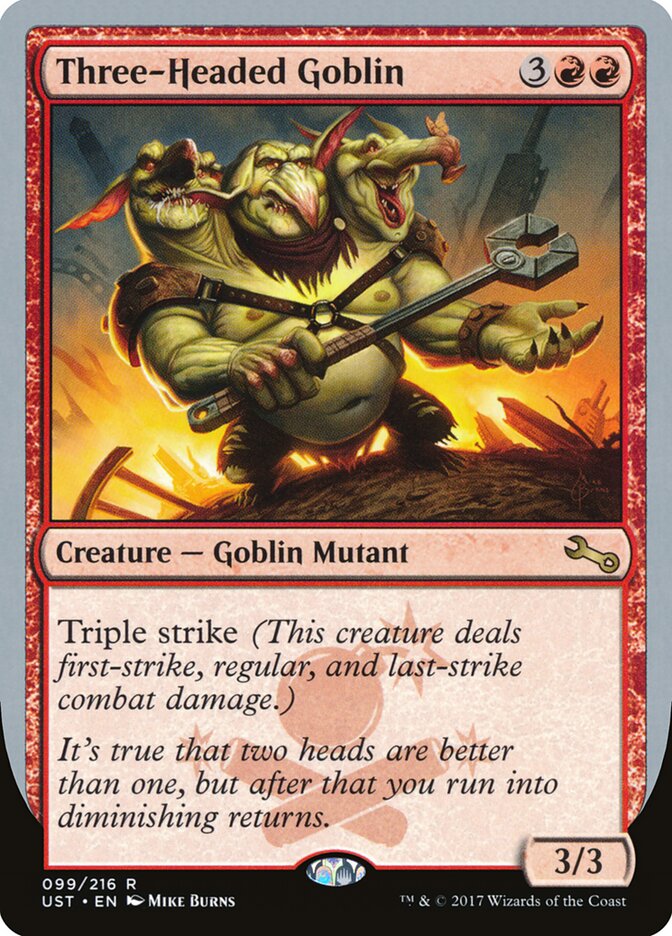 Magic-kaart Three-Headed Goblin UST-99 uit Unstable (Rare) Main image