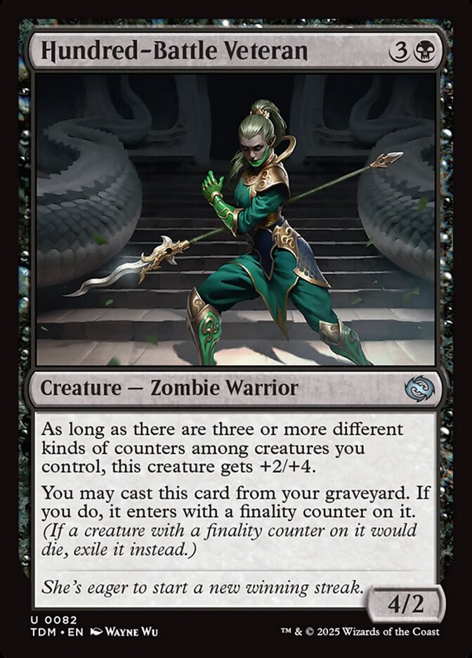 Magic-kaart Hundred-Battle Veteran TDM-82 uit Tarkir: Dragonstorm (Uncommon)