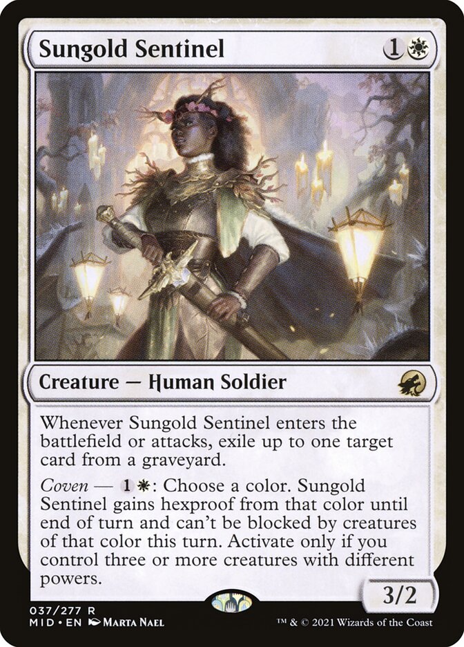 Magic-kaart Sungold Sentinel MID-37 uit Innistrad: Midnight Hunt (Rare) Hoofdafbeelding
