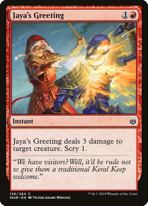 Jaya's Greeting – War of the Spark (WAR-136) Magic: The Gathering card | LC-REM-20260804-15150799323468-ec66f169-5cf9-4d7c-a5ab-c64fc4801358