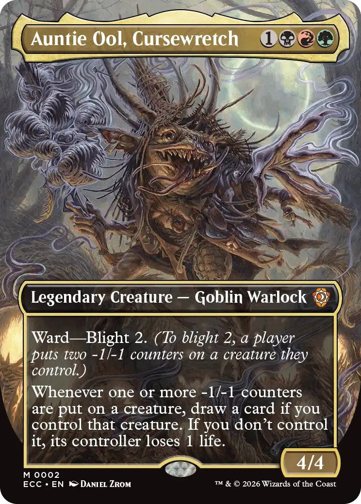 Magic Lorwyn Eclipsed Commander Deck Blight Curse - commander-kaart Auntie Ool, Cursewretch (borderless)