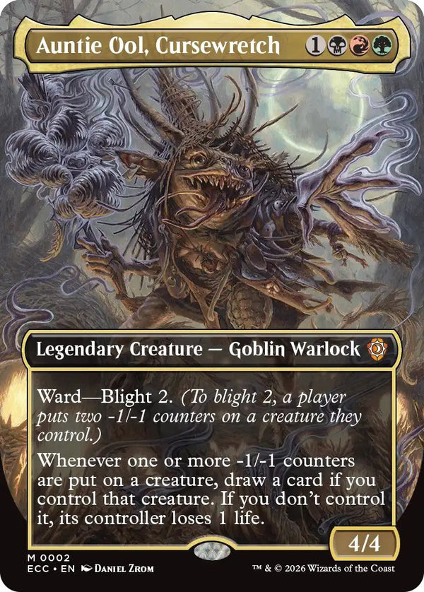 Magic Lorwyn Eclipsed Commander Deck Blight Curse - commander-kaart Auntie Ool, Cursewretch (borderless)