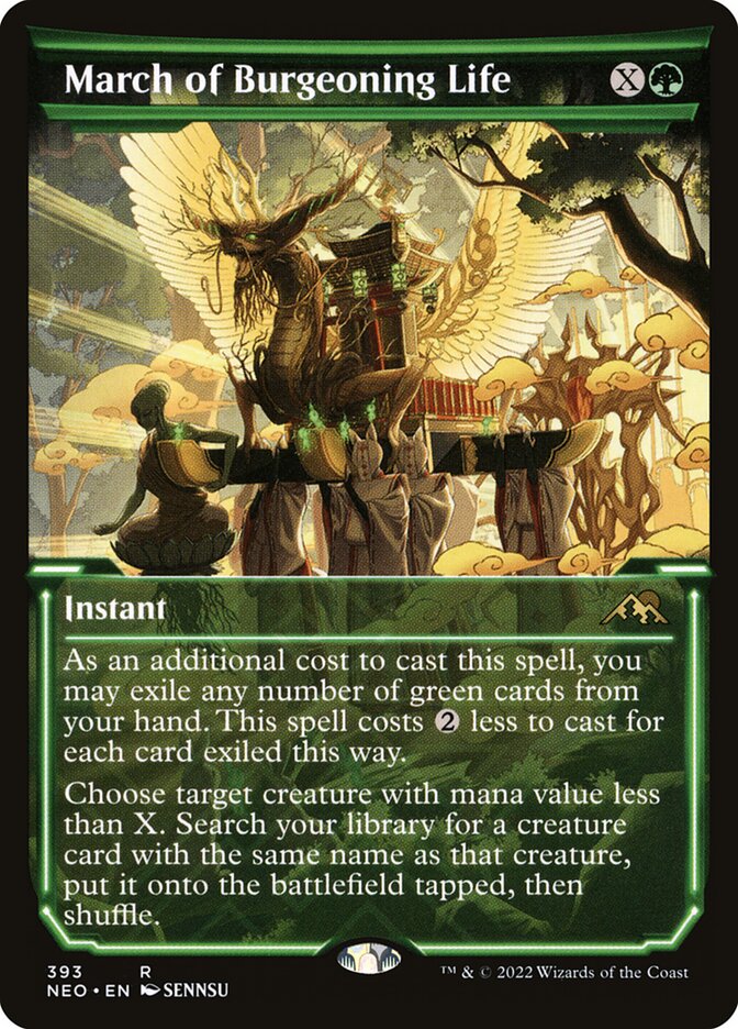 Magic-kaart March of Burgeoning Life NEO-393 uit Kamigawa: Neon Dynasty (Rare) Hoofdafbeelding