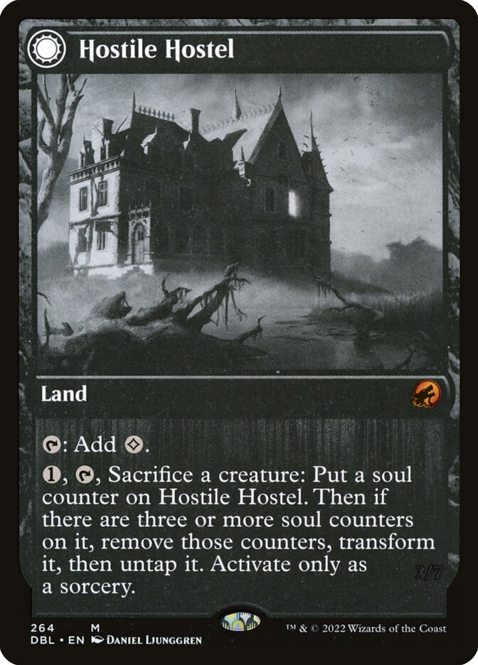 Magic-kaart Hostile Hostel // Creeping Inn DBL-264 uit Innistrad: Double Feature (Mythic)