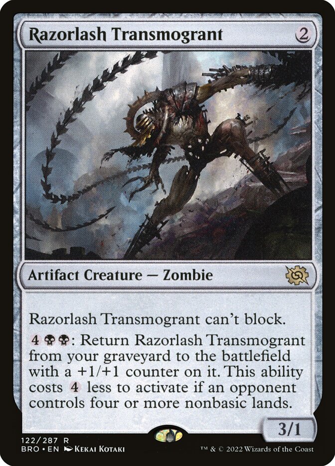 Magic-kaart Razorlash Transmogrant BRO-122 uit The Brothers' War (Rare) Hoofdafbeelding
