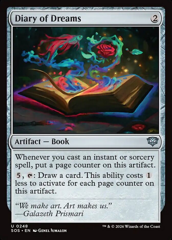 Magic-kaart Diary of Dreams SOS-248 uit Secrets of Strixhaven (Uncommon)