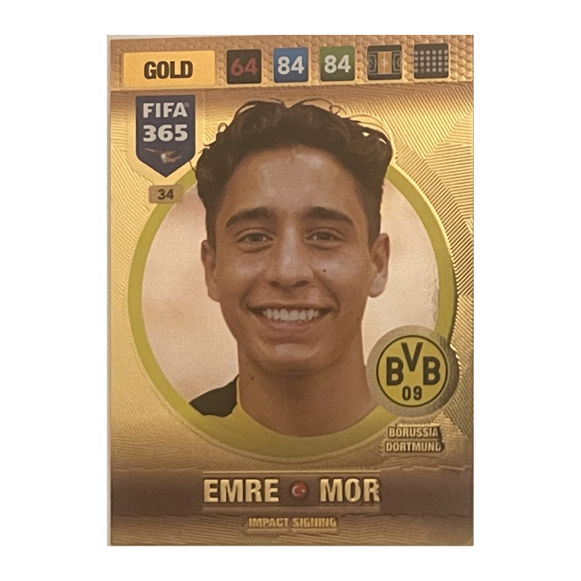 Emre Mor - Panini Adrenalyn XL FIFA 365 2017 (Impact Signing / Gold) [34] - voetbalkaart voorkant
