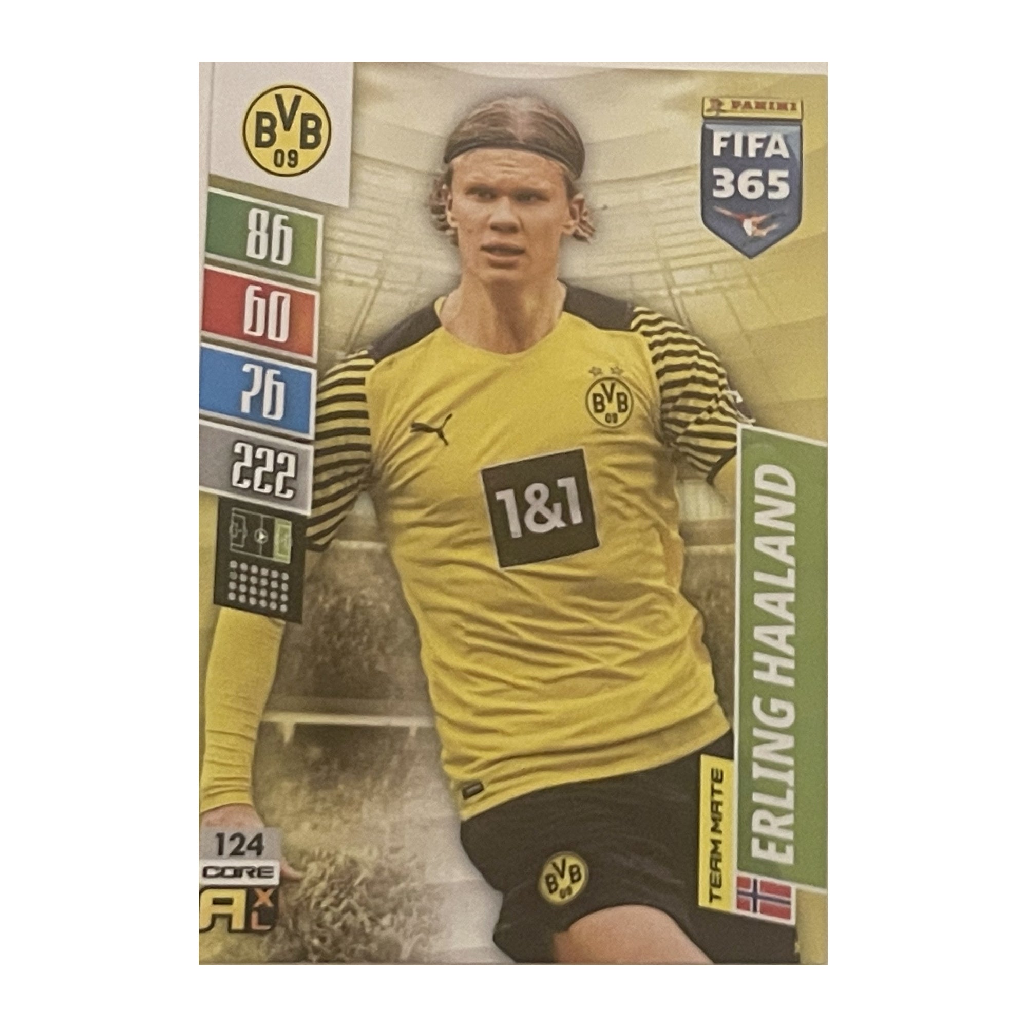 Erling Haaland - Panini Adrenalyn XL FIFA 365 2022 (Core / Team Mate) [124] - originele kaartvoorkant