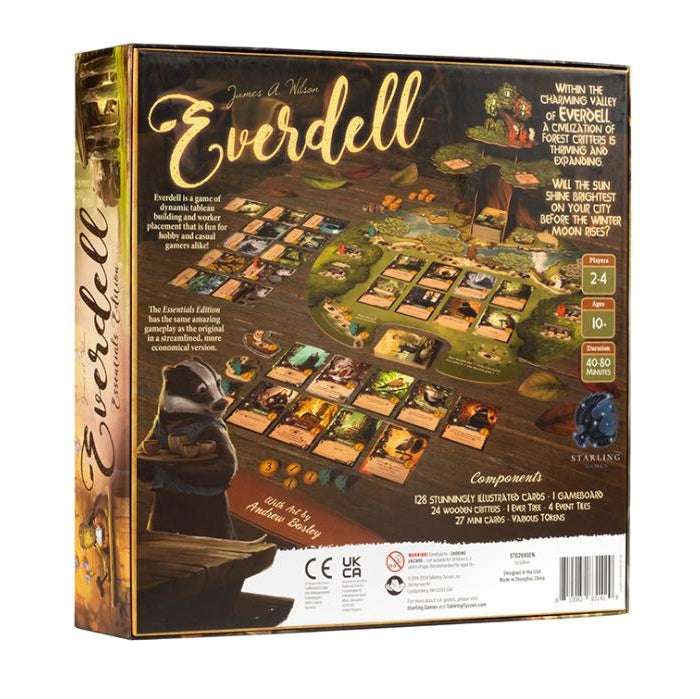 Achterkant van Everdell Essentials Edition met productinformatie