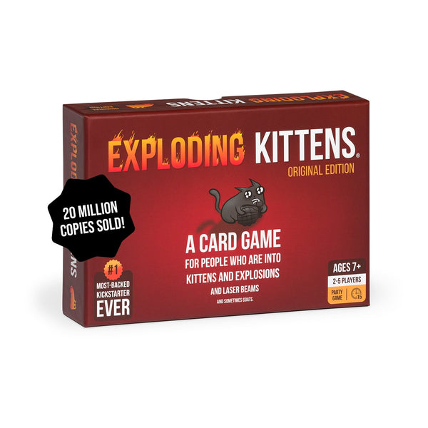 Exploding Kittens Original Edition English box at an angle | Lichcards