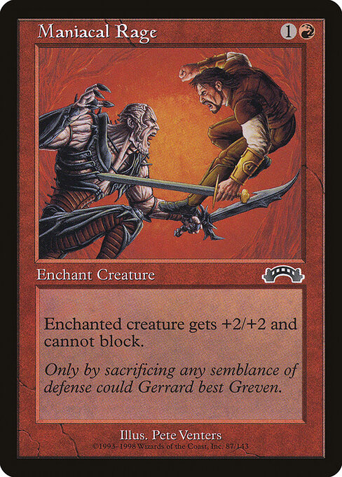 Maniacal Rage – Exodus (EXO-87) Magic: The Gathering card