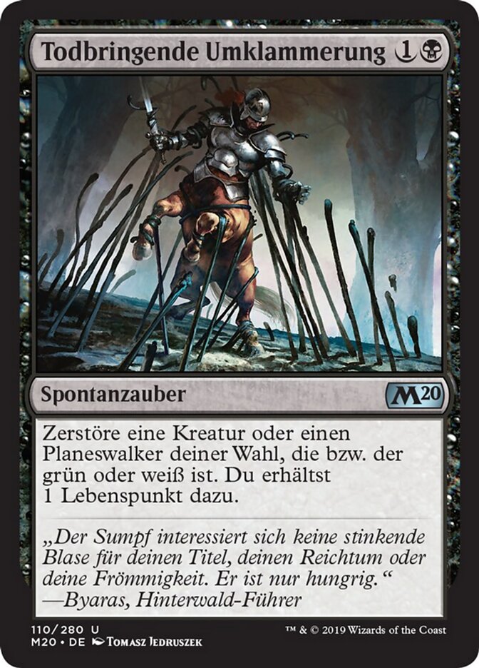 Magic-kaart Noxious Grasp M20-110 uit Core Set 2020 (Uncommon), Duitse uitgave