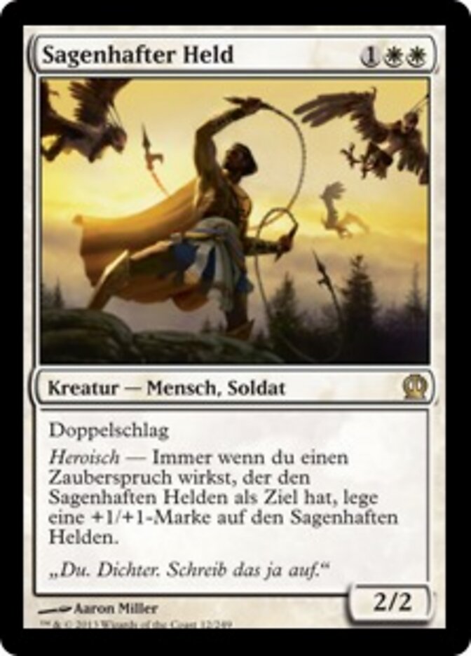 Magic-kaart Fabled Hero THS-12 uit Theros (Rare), Duitse uitgave Sagenhafter Held