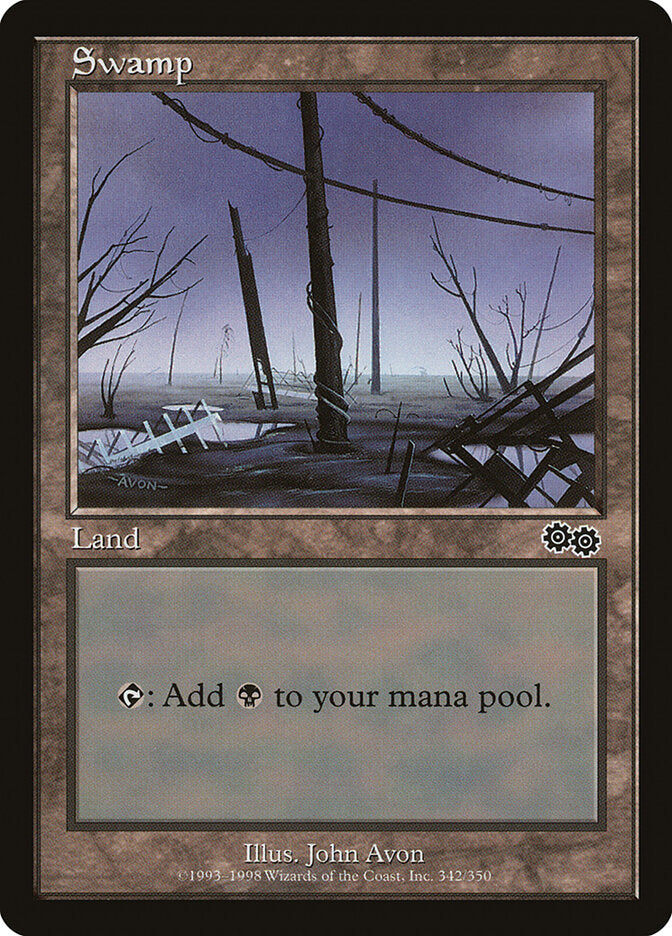 Magic-kaart Swamp USG-342 uit Urza's Saga (Land) Imagen principal del producto