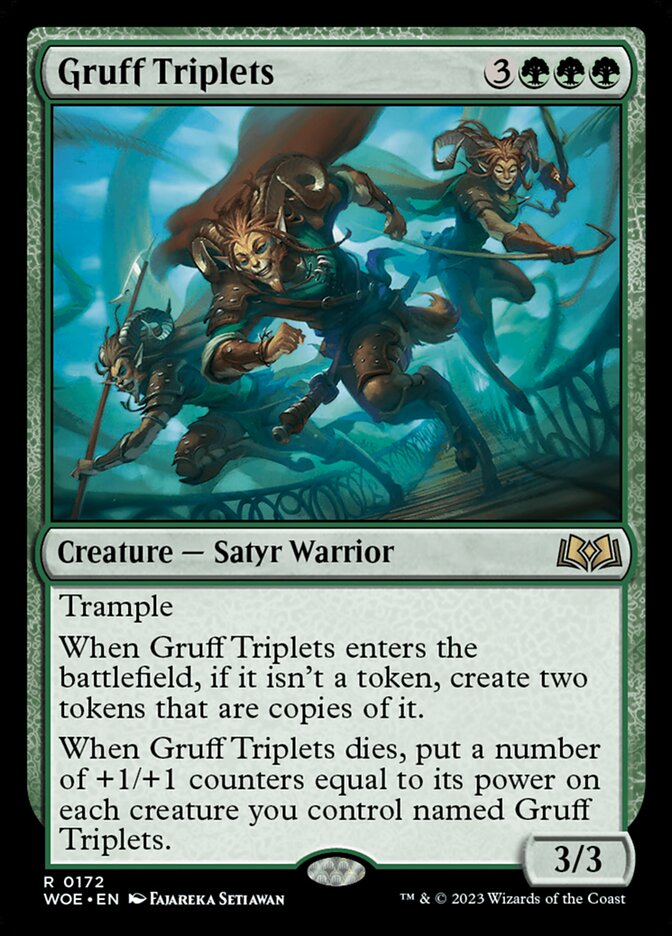 Magic-kaart Gruff Triplets WOE-172 uit Wilds of Eldraine (Rare) Image principale du produit
