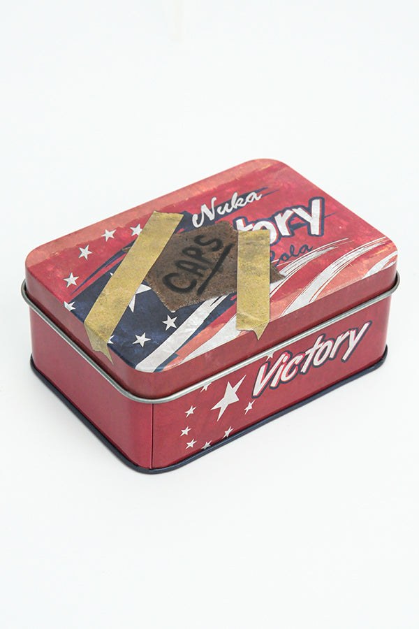 Gesloten Fallout Nuka Victory verzamelblik met Caps-label