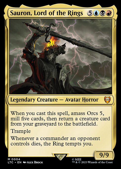 Sauron, Lord of the Rings – Commander: The Lord of the Rings: Tales of Middle-earth (LTC-4) Magic: The Gathering card