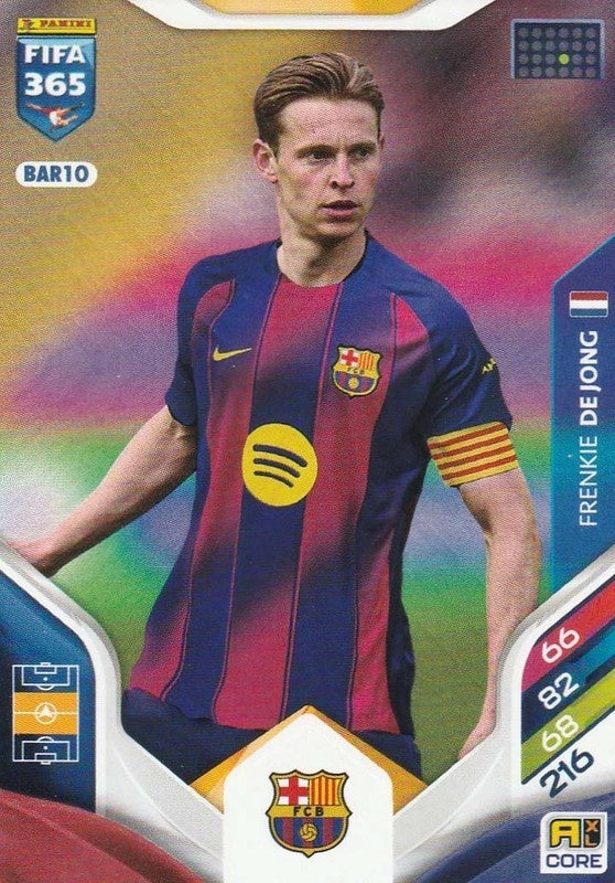 Frenkie de Jong Base BAR10 - Panini FIFA 365 2026 Adrenalyn XL kaart