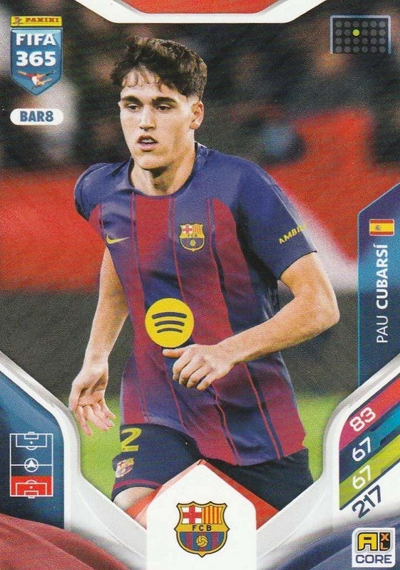 Pau Cubarsí Base BAR8 - Panini FIFA 365 2026 Adrenalyn XL kaart