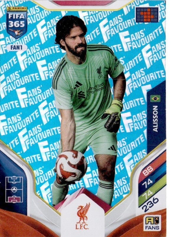 Alisson Fan Favourite - Blue Parallel FAN1 - Panini FIFA 365 2026 Adrenalyn XL kaart
