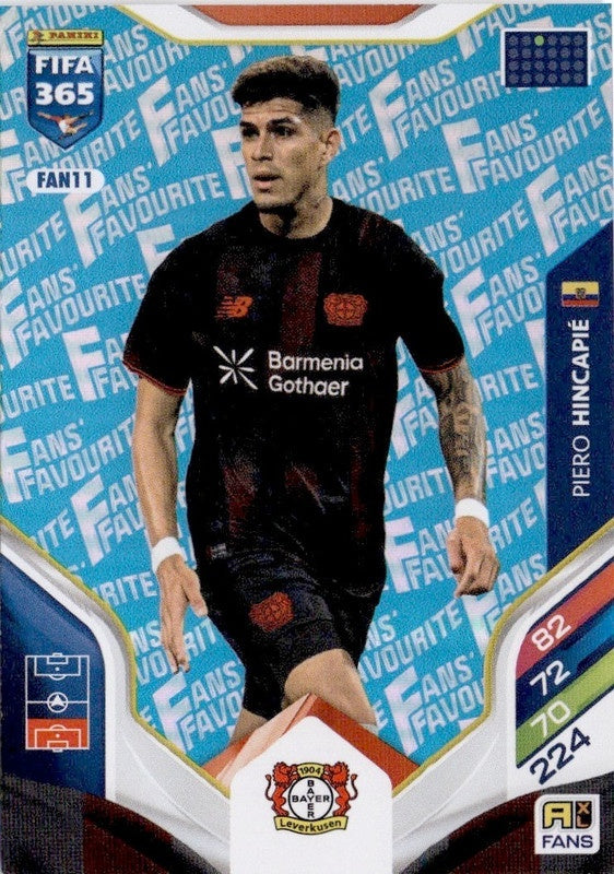 Piero Hincapié Fan Favourite - Blue Parallel FAN11 - Panini FIFA 365 2026 Adrenalyn XL kaart