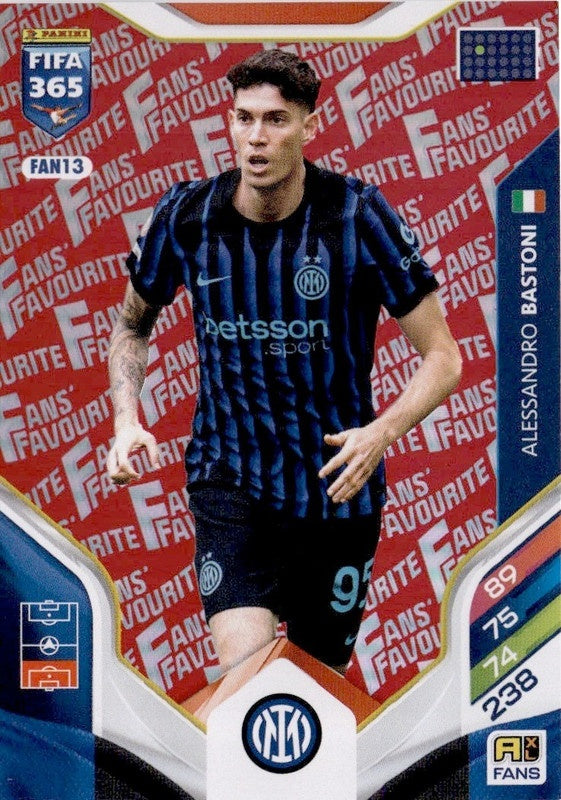 Alessandro Bastoni Fan Favourite - Red Parallel FAN13 - Panini FIFA 365 2026 Adrenalyn XL kaart