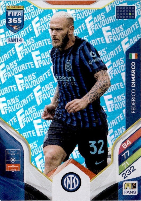 Federico Dimarco Fan Favourite - Blue Parallel FAN14 - Panini FIFA 365 2026 Adrenalyn XL kaart