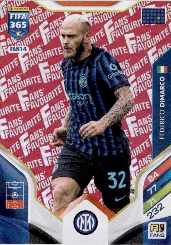 Federico Dimarco Fan Favourite - Red Parallel FAN14 - Panini FIFA 365 2026 Adrenalyn XL kaart
