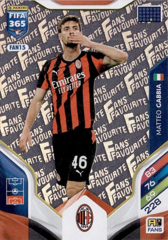 Matteo Gabbia Fan Favourite FAN15 - Panini FIFA 365 2026 Adrenalyn XL kaart