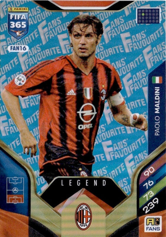 Paolo Maldini Fan Favourite - Blue Parallel FAN16 - Panini FIFA 365 2026 Adrenalyn XL kaart Image principale du produit