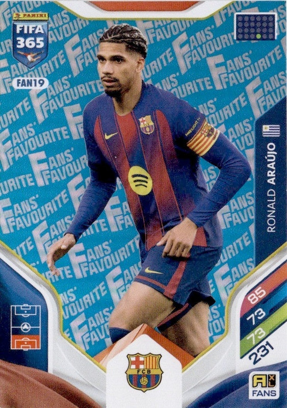 Ronald Araújo Fan Favourite - Blue Parallel FAN19 - Panini FIFA 365 2026 Adrenalyn XL kaart