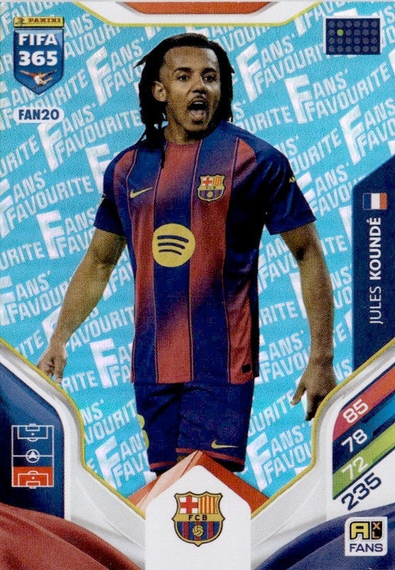 Jules Koundé Fan Favourite - Blue Parallel FAN20 - Panini FIFA 365 2026 Adrenalyn XL kaart Hauptbild