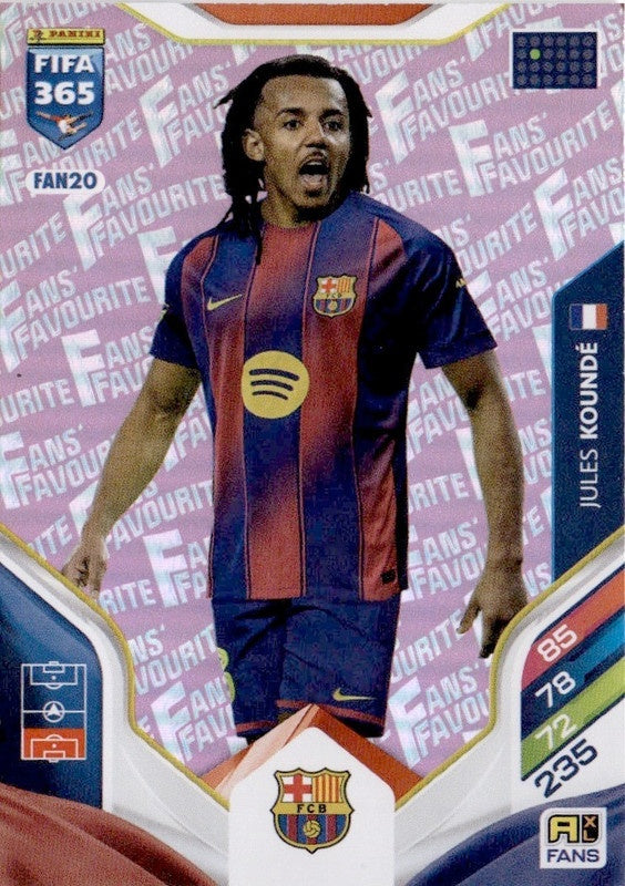 Jules Koundé Fan Favourite - Pink Parallel FAN20 - Panini FIFA 365 2026 Adrenalyn XL kaart