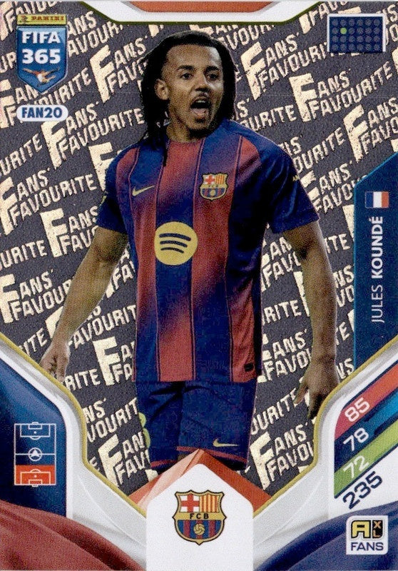 Jules Koundé Fan Favourite FAN20 - Panini FIFA 365 2026 Adrenalyn XL kaart