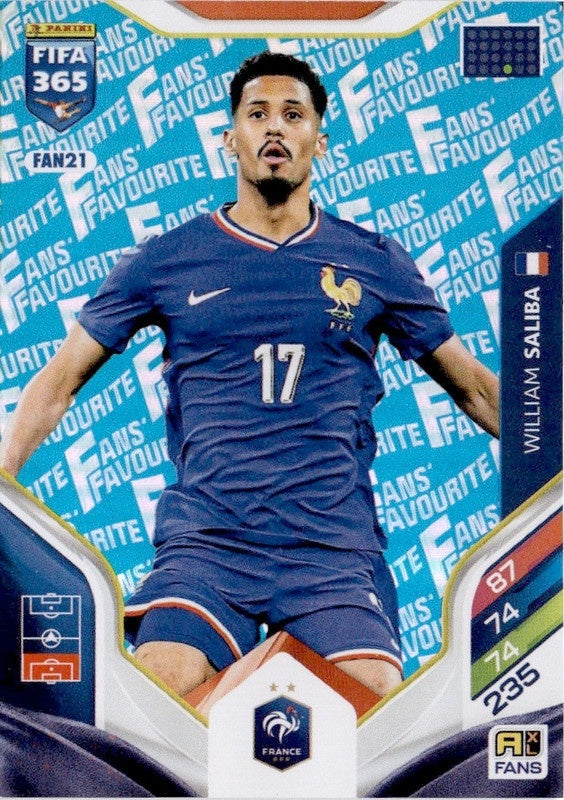 William saliba Fan Favourite - Blue Parallel FAN21 - Panini FIFA 365 2026 Adrenalyn XL kaart