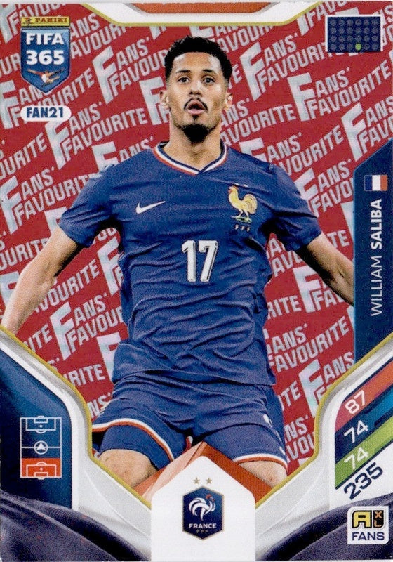 William saliba Fan Favourite - Red Parallel FAN21 - Panini FIFA 365 2026 Adrenalyn XL kaart
