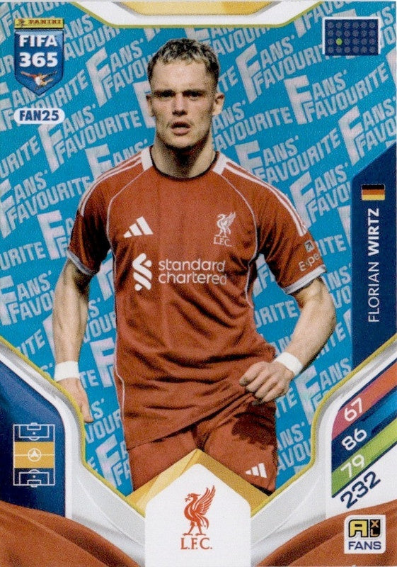 Florian Wirtz Fan Favourite - Blue Parallel FAN25 - Panini FIFA 365 2026 Adrenalyn XL kaart Hoofdafbeelding