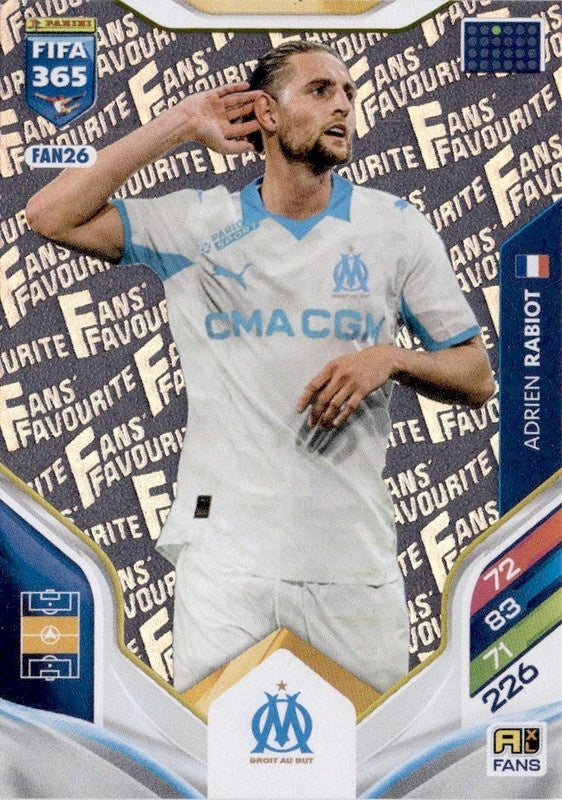 Adrien Rabiot Fan Favourite FAN26 - Panini FIFA 365 2026 Adrenalyn XL kaart Image principale du produit