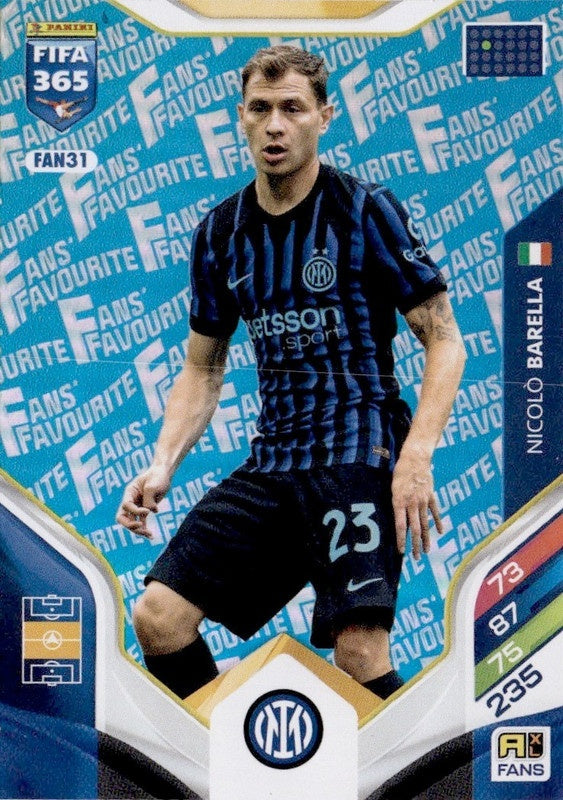 Nicoló Barella Fan Favourite - Blue Parallel FAN31 - Panini FIFA 365 2026 Adrenalyn XL kaart Hoofdafbeelding