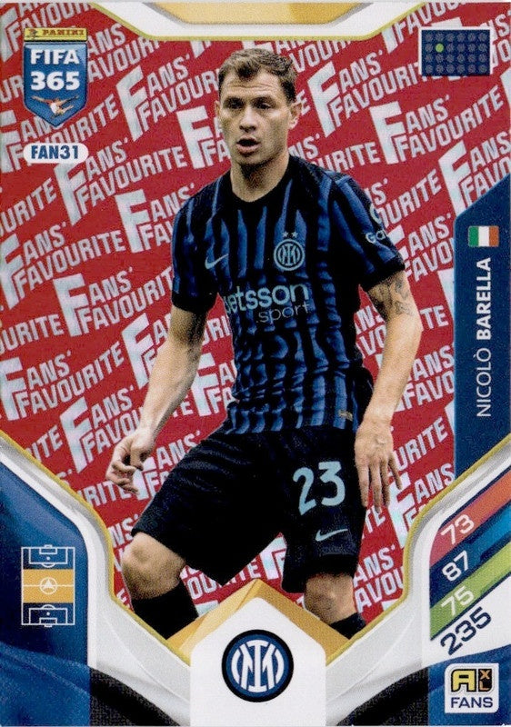 Nicoló Barella Fan Favourite - Red Parallel FAN31 - Panini FIFA 365 2026 Adrenalyn XL kaart Immagine principale del prodotto