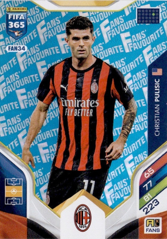 Christian Pulisic Fan Favourite - Blue Parallel FAN34 - Panini FIFA 365 2026 Adrenalyn XL kaart