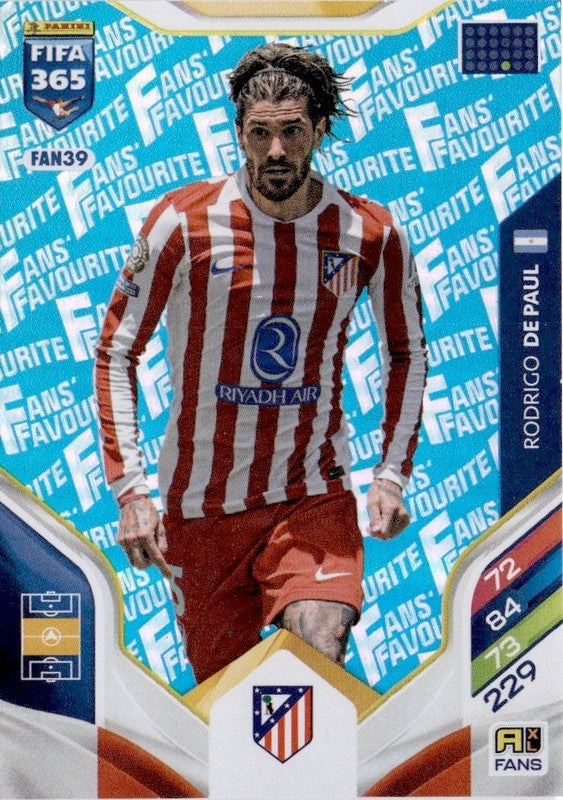 Rodrigo de Paul Fan Favourite - Blue Parallel FAN39 - Panini FIFA 365 2026 Adrenalyn XL kaart Image principale du produit